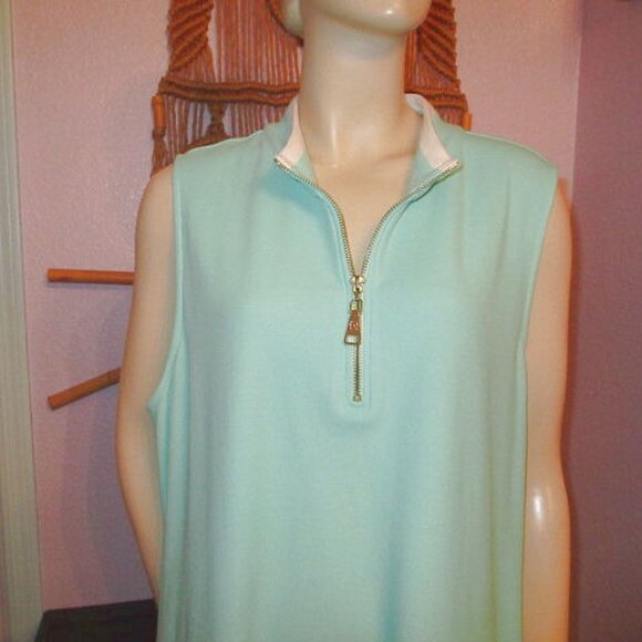 Spartina 449 Serena Dress Womens XXL Sleeveless Pique Gold Zipper A-Line Vacay - Picture 2 of 10